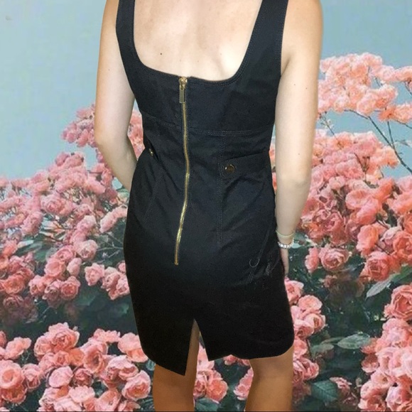 ETCETERA Bodycon black dress with golden buttons. - Picture 2 of 4